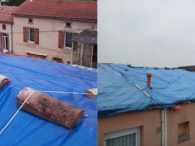Bâchage toiture en urgence